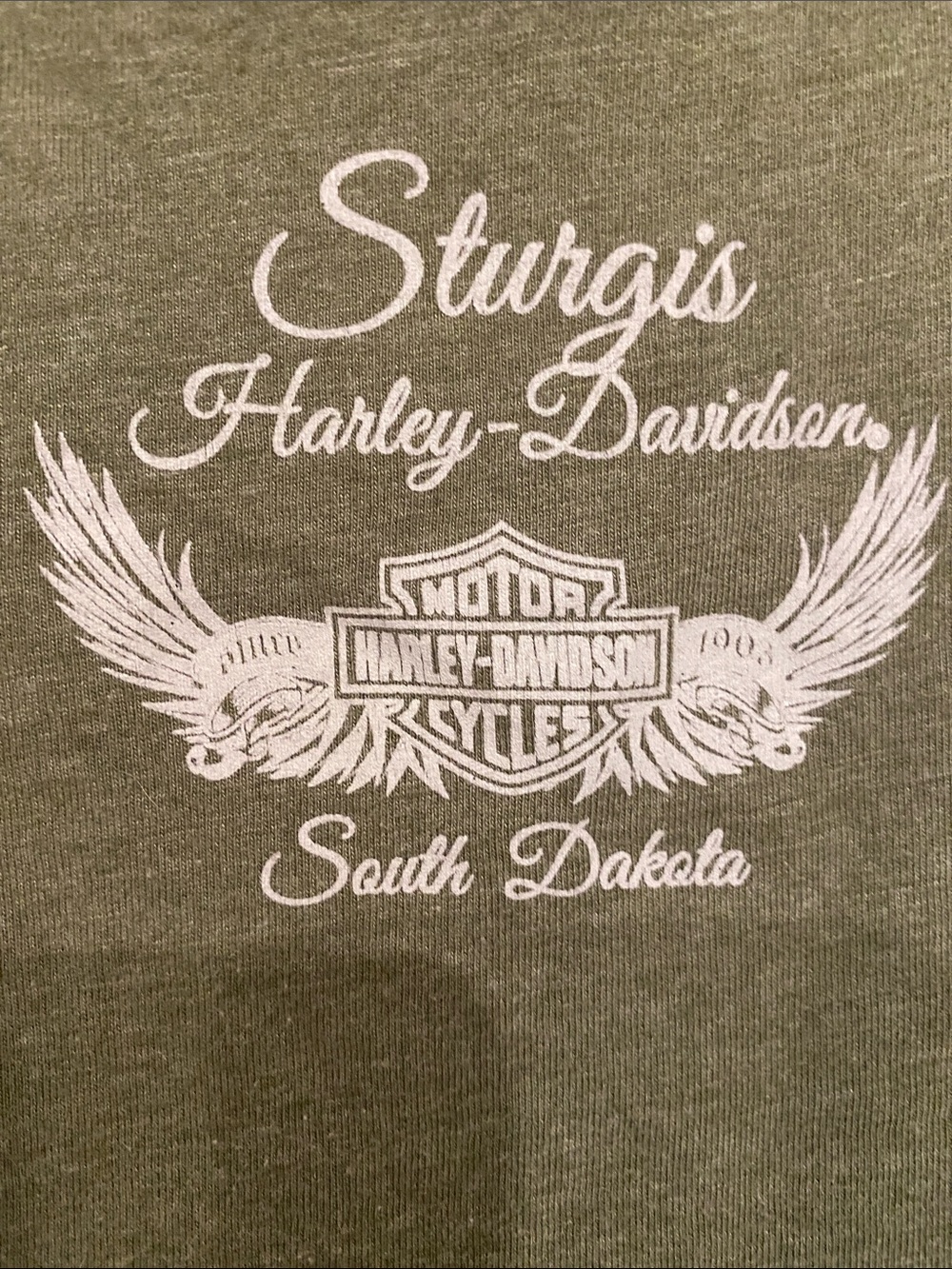 Sz Small STURGIS Harley-Davidson Olive Green Rhinestone Bar and Shield